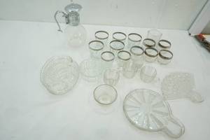 lot 112 image: Glassware, Luncheon Plates, Beverage server, cups