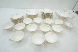 lot 133 image: White Flowered Tea Pot Set