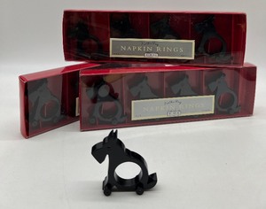 lot 46 image: RESTORATION HARDWARE Scotty Dog on Wheels Napkin Ring Holders - 3 Boxes of 4