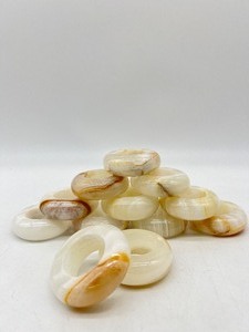 lot 48 image: Natural Onyx Stone Napkins Rings - QTY 12 - Creams