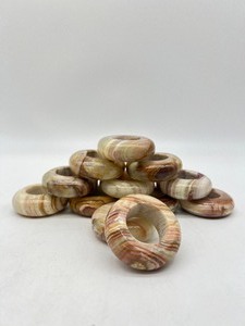 lot 49 image: Natural Onyx Stone Napkins Rings - QTY 12 - Browns