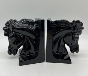 lot 51 image: Vintage Black Stallion Ceramic Bookends