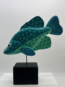 lot 56 image: Artisan Hand Painted and Signed Sculpture Fish