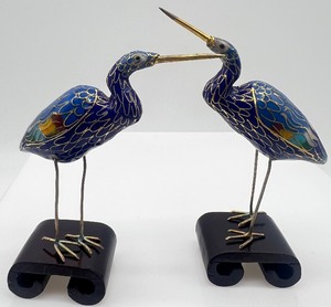 lot 93 image: Vintage Miniature Cloisonn Crane Birds