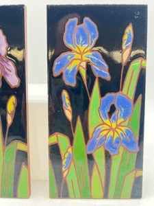 lot 94 image: Vintage BESHEER Art Tiles and Enamel Faux Iris Flower