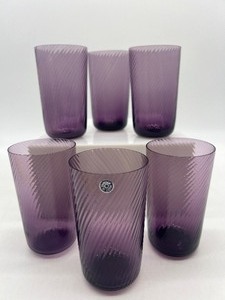 lot 144 image: Vintage Set of 6 Amethyst Glass Juice Glasses - Made in Sweden