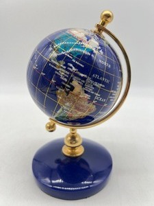 lot 146 image: Desktop World Globe with Inlaid Semi Precious Stones