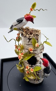 lot 157 image: Artisan Dollhouse Miniature - Woodpecker on Birch