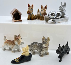 lot 180 image: Assorted Vintage Scottie Dog Figurines - Marked Japan