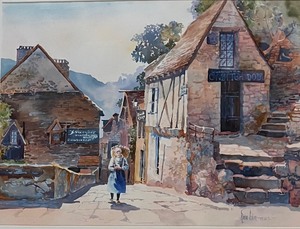 lot 184 image: ROSE EDIN Watercolor Painting Original - Village Scene