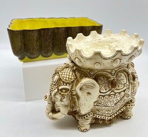 lot 188 image: Vintage UNIVERSAL STATUARY Elephant and Mid Century California Pottery Dish