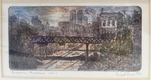lot 175 image: MICHAEL BOND Aquatint LE Print - Dinkytown Minneapolis 15100