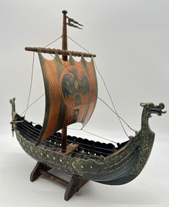 lot 210 image: Vintage EDWARD AAGAARD Bronze Viking Dragon Ship - Denmark