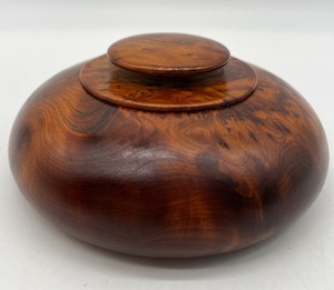 lot 231 image: Juniper Root Wood Turned Lidded Bowl
