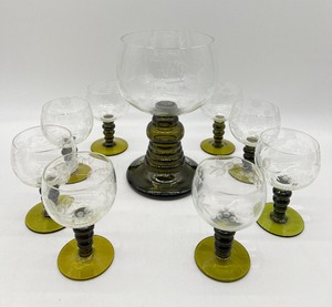 lot 238 image: Vintage ROEMER Hand Blown and Etched Glass Set - QTY 9