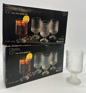 lot 252 image: INDIANA GLASS Crystal Ice 13oz. Footed Goblets - 2 Boxes of 4