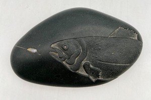 lot 270 image: Artisan American Indian Carved Fish Stone - Signed