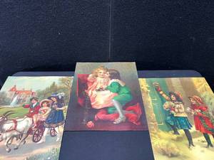 lot 1582 image: THREE ANTIQUE GERMAN CHROMOLITHOGRAPHS PICTURES OF CHILDREN