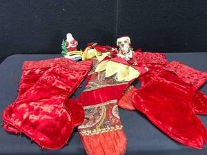 lot 1594 image: CHRISTMAS STOCKING LOT WITH HANGERS