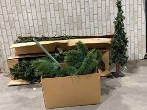 lot 1483 image: FOUR ARTIFICIAL TREES, VARIOUS SIZES, SOME WITH LIGHTS