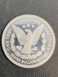 1 TROY OZ .999 FINE SILVER MORGAN DOLLAR DESIGNED ROUND