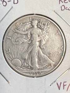1938-D US WALKING LIBERTY HALF DOLLAR KEY DATE