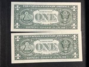 2 US 2003A STAR NOTE $1 BILLS CONSEC SERIAL NUMBERS