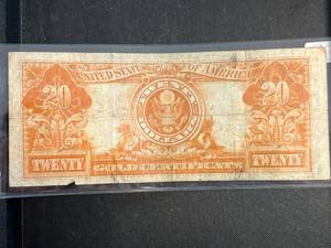 1922 US $20 LARGE SIZE GOLD CERTIFICATE