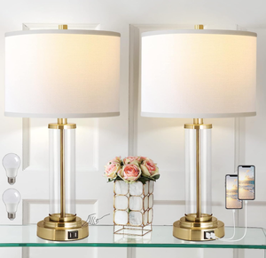 lot 237 image: QiMH Lamps for Bedrooms Set of 2, Touch Control Table Lamps with Dual USB Ports, 3-Way Dimmable Bedside Lamp