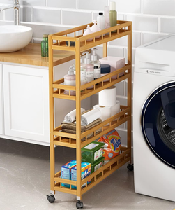 lot 431 image: LZYMSZ Bamboo 4-Tier Kitchen Storage Carts with Wheels, (23.6 x 7 x 37.8inch)