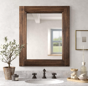 lot 167 image: YOSHOOT Hand-Made Wooden Spliced Wall Mirror for Bathroom