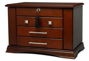 lot 326 image: Arolly Large Wood Finish Jewelry Box Chest