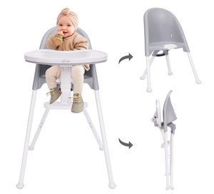 lot 525 image: High Chair Folding, One Click fold, Save Space, Detachable Double Tray