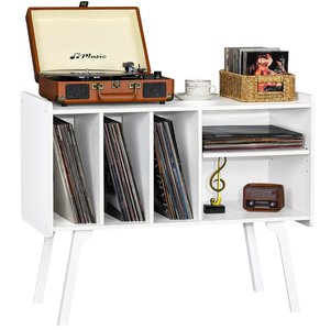 lot 62 image: Lerliuo Record Player Stand with 4 Cabinet Holds Up to 220 Albums