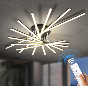 lot 78 image: 115W Dimmable Modern LED Ceiling Light, 45.1 9-Lights Sputnik Black Flush Mount Ceiling Light