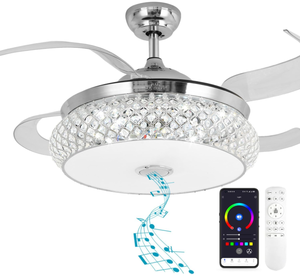lot 85 image: BAYSQUIRREL Retractable Bluetooth Ceiling Fan with Speaker