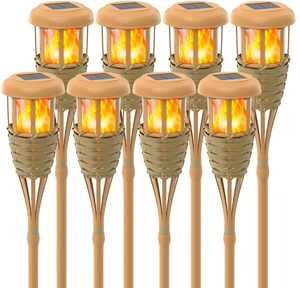 lot 90 image: LOT OF 8 Solar Outdoor Lights, Solar Torch Lights Outdoor flickeringflame