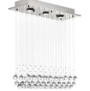 lot 92 image: Modern Rectangular Crystal Chandelier with Balls For Dining Room