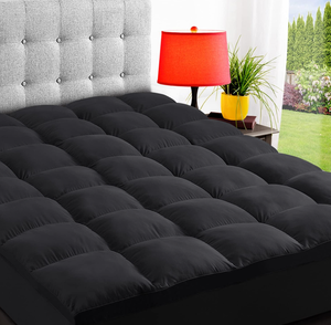lot 64 image: KING Size ELEMUSE Black Mattress Topper for Back Pain