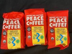 lot 22 image: Peace Coffee whole bean Twin Cities Blend 3 bags Best by 12282023