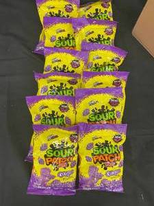 lot 32 image: Sour Patch Kids Grape 12 X 8oz bags Best by 04112023
