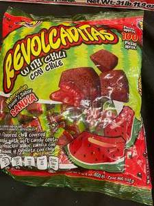 lot 33 image: Revolcaditas Watermelon Mango chili Candy 24 bags Best by 01112024