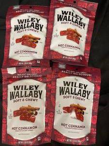 lot 59 image: Wiley Wallaby Hot Cinnamon licorice 4 bags Best by 10132024