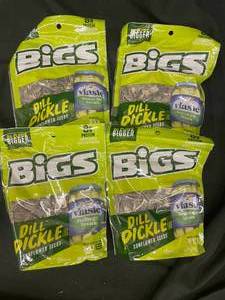 lot 70 image: Bigs Dill Pickle sunflower Seeds 4 bags Best by 10232024