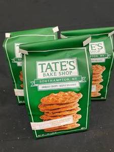 lot 84 image: Tates White Choc Macadamia Cookies 3 bags Best by 11082023