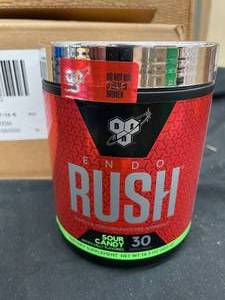 lot 159 image: Endo Rush Workout Supplement Sour Candy 6 Tubs Best by 102023