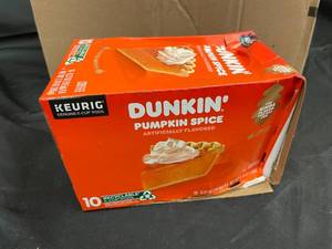 lot 482 image: Dunkin K-Cups 6 boxes of 10 pumpkin spice&nbspBest&nbspBy 07122024