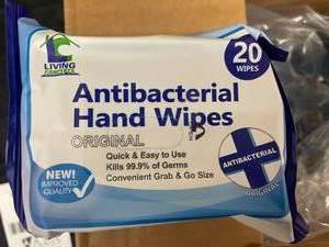 lot 747 image: Antibactirial Hand wipes 30 minimum box