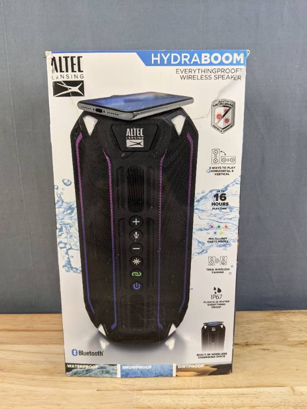 lot 17 image: Brand New Altec Lansing HydraBoom Waterproof Bluetooth Speaker - Black Y