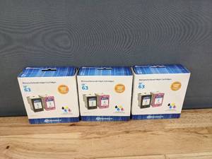 lot 82A image: Brand New (3) Dataproducts Remanufactured High Yield Black, Tri-Color Ink Cartridges Replacement for HP 63 (L0R46AN) 2-Pack Y